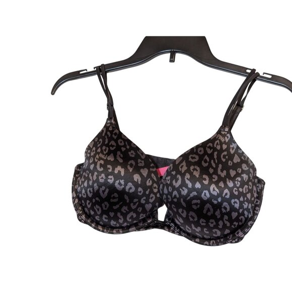 Victorias Secret Pink Push-Up Bra Leopard Print 36D Adjustable Straps Supportive - Picture 1 of 3